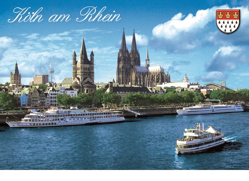 Fotomagnet  Köln am Rhein Altstadt und Schiffe 7630017139382