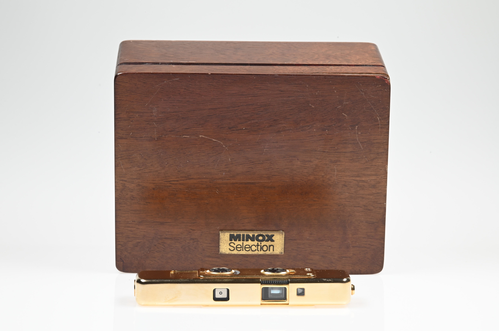 Gelegenheit Minox LX Limited Gold Edition 994/999 + Minox Blitzadapter + Minox Kamera Tasche + Minox Blitzadapter Tasche + Minox Holzbox Zustand A