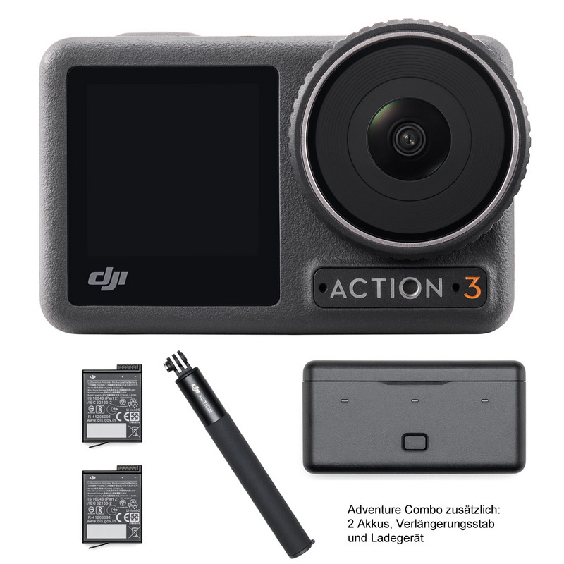 DJI OSMO Action 3 Adventure Combo Action Camera + 2 zus. Akkus+Ladegerät 6941565943750