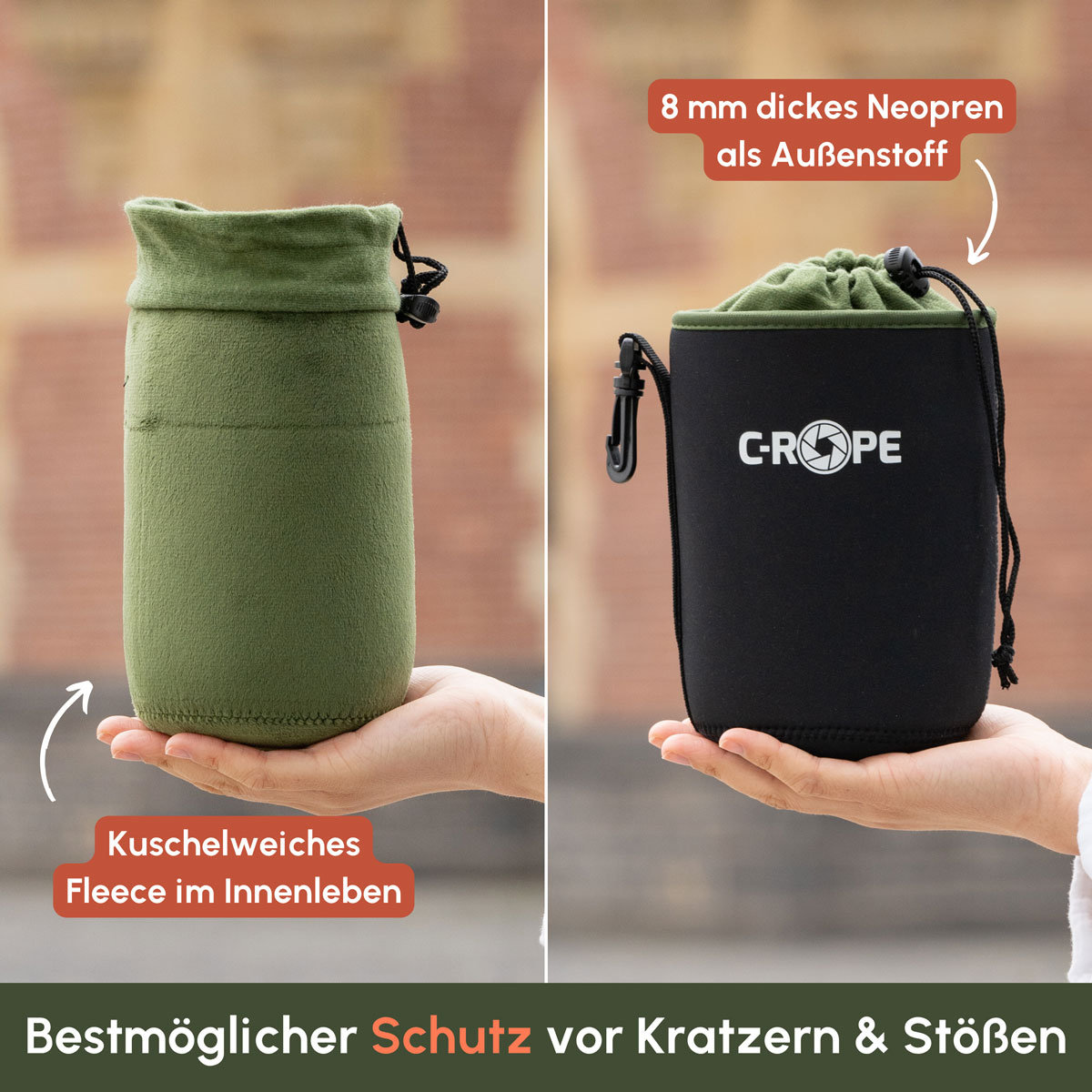C-Rope Neopren Objektivbeutel mit Fleece-Fütterung 3er Set S +M + L