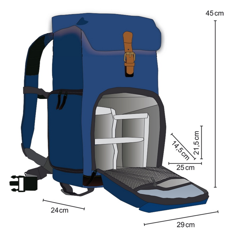 Mantona Fotorucksack Luis junior blau, Retro 4056929214925