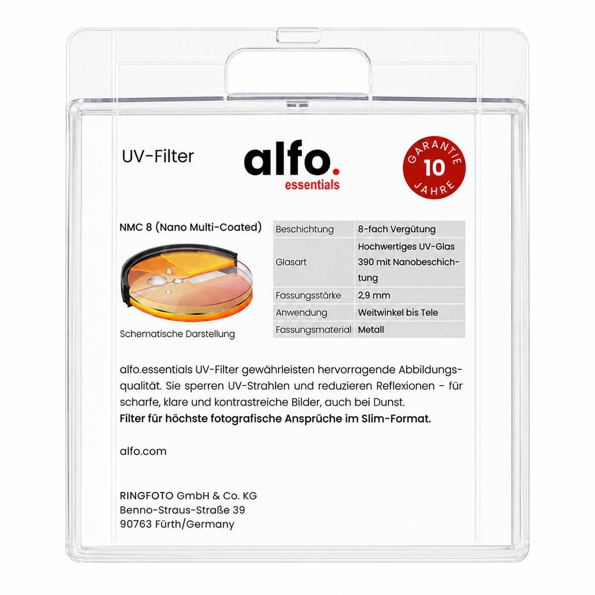 alfo. Ø 40,5 mm M.C. nano UV Glas Filter