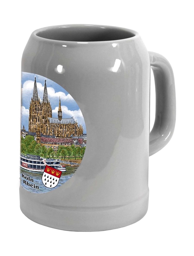 Bierkrug Keramik 0,5 L Köln Rheinufer 4250207831778