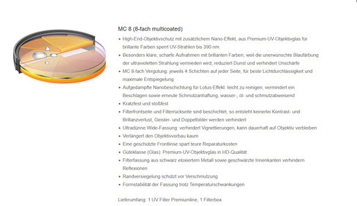 alfo. Ø 43 mm M.C. nano UV Glas Filter