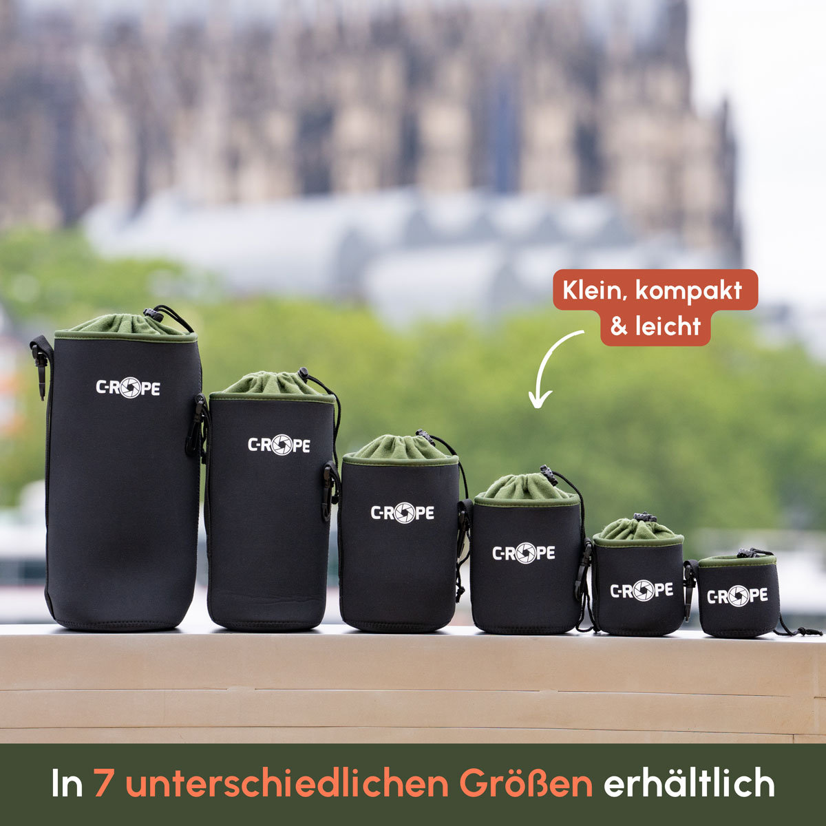 C-Rope Neopren Objektivbeutel mit Fleece-Fütterung 4er Set  S + M + L + XL