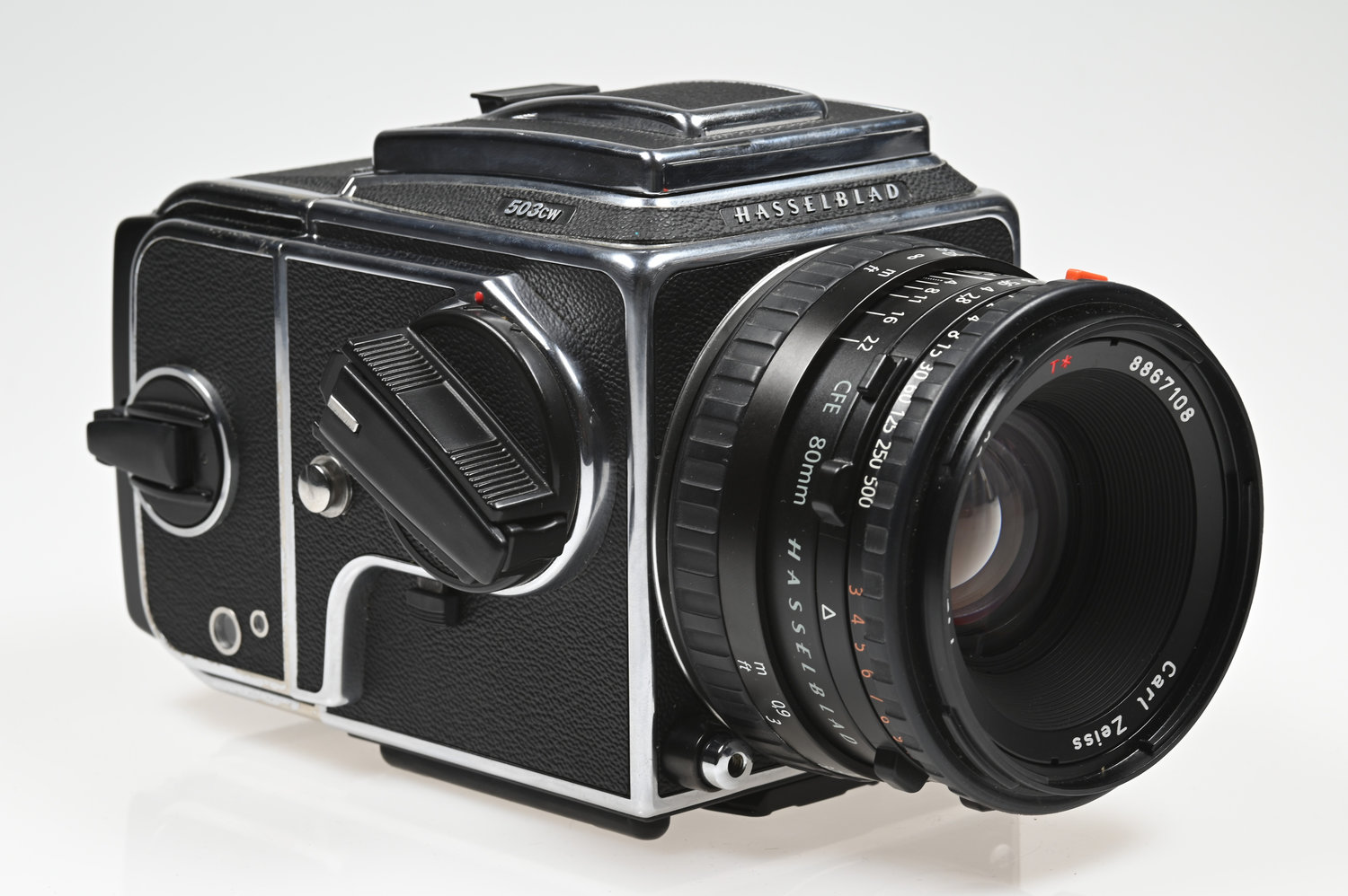 Gelegenheit Hasselblad 500 CW Gehäuse + CFE Planar 80/2,8 T* + A12 Magazin 6x6 Zustand A-