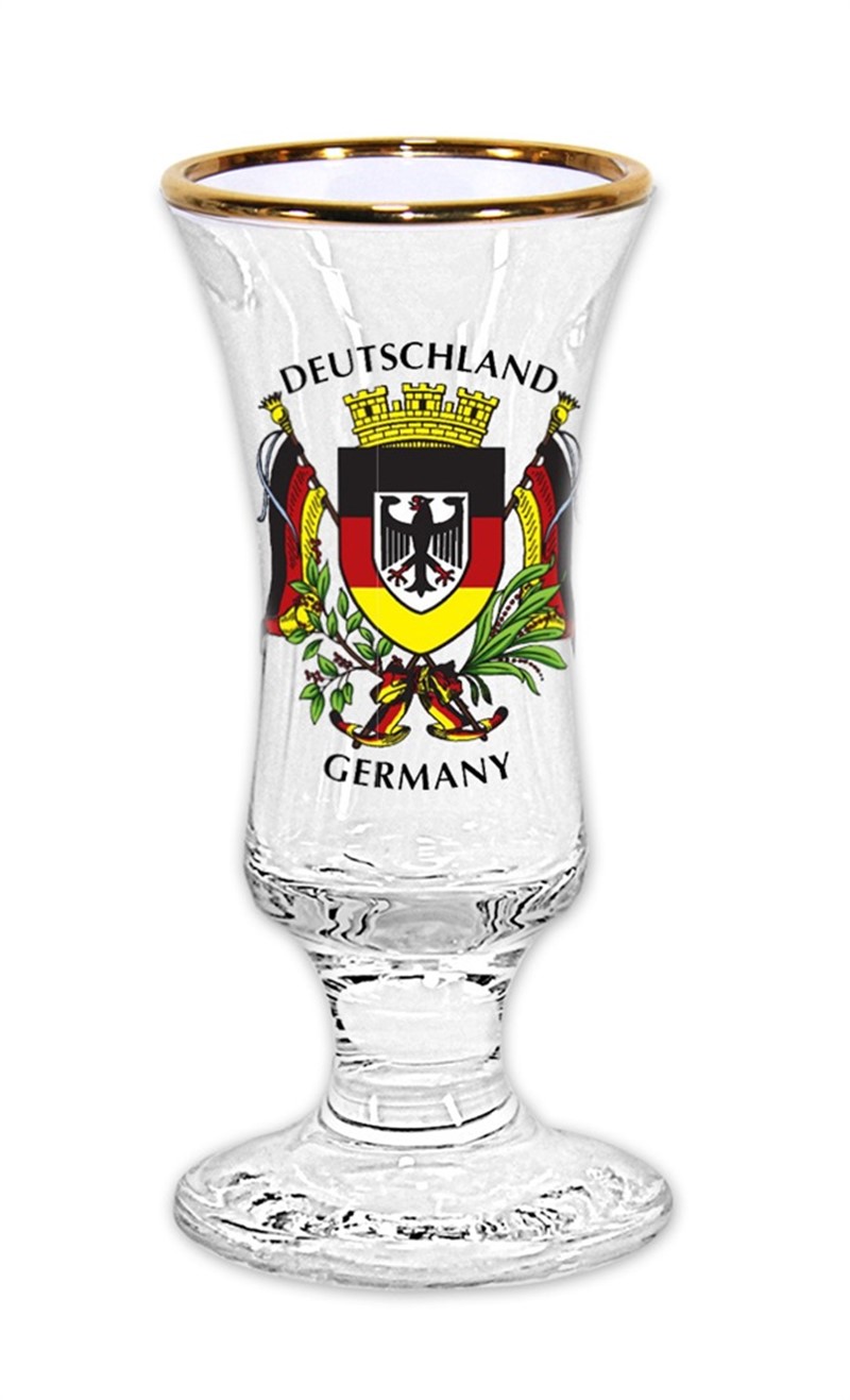 Schnapsglas auf Fuß BRD Wappen + Fahnen 4250207831525