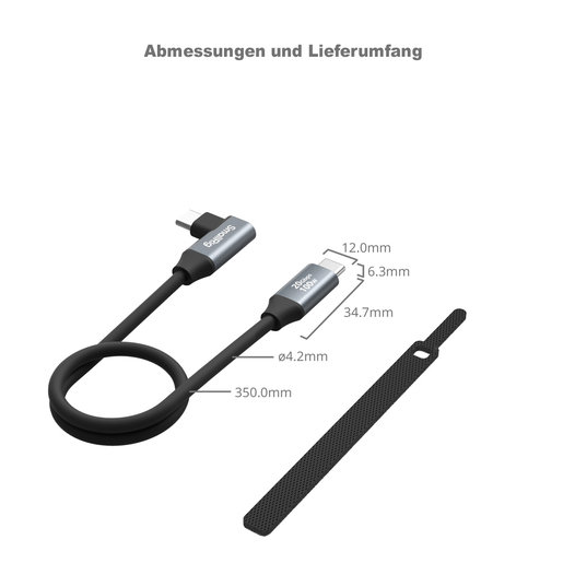 SmallRig 4790 USB-C an USB-C Data Cable 35 cm , gerader auf abgewinkeltem Stecker