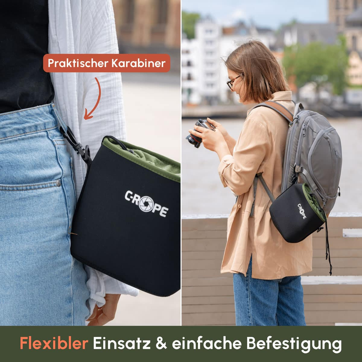 C-Rope Neopren Kamerabeutel mit Fleece-Fütterung L