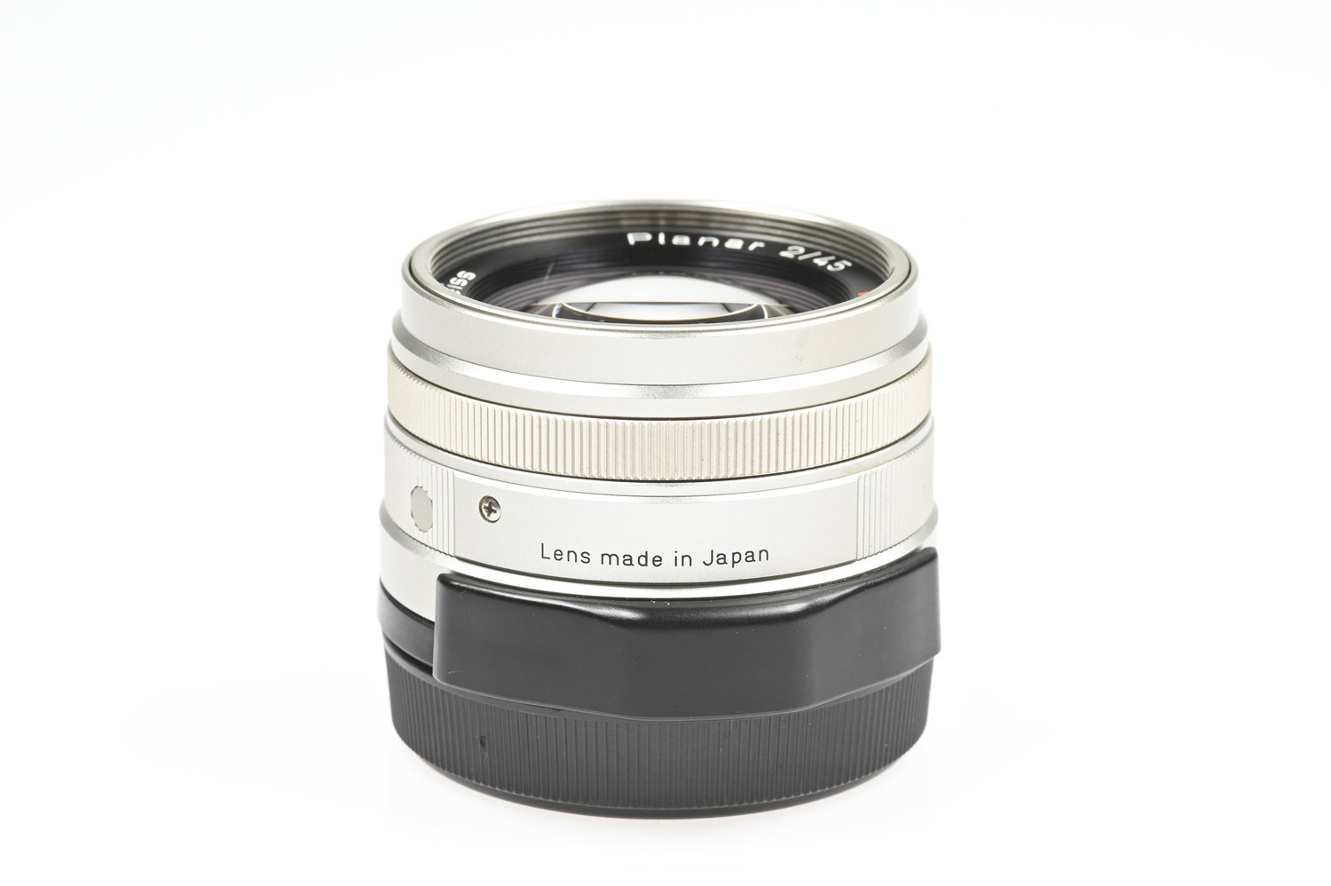 Gelegenheit Contax Carl Zeiss Planar 45/2 T* + Contax GG-1 Metallgegenlichtblende + Contax 46mm L39 UV MC Filter Zustand A