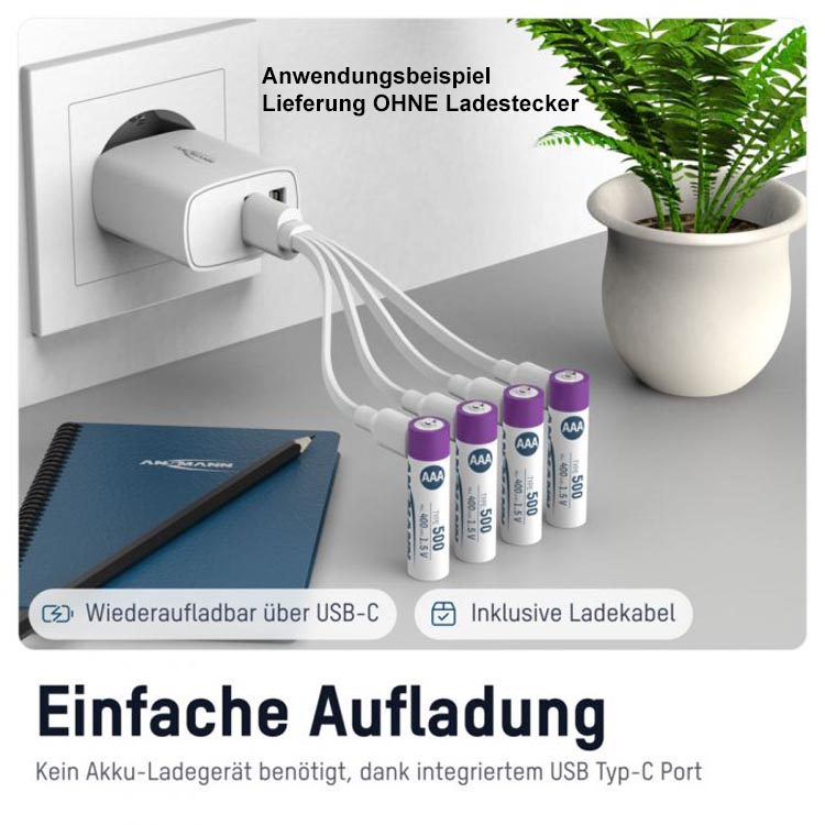 Ansmann Micro AAA 500 Typ USB-C 4er Blister (400mAh) 4013674193967