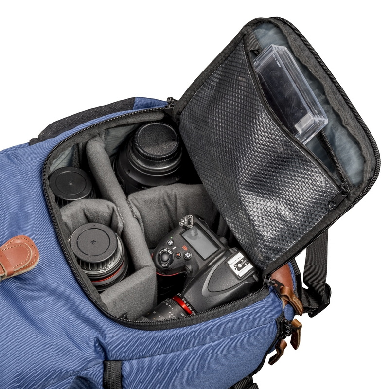 Mantona Fotorucksack Luis junior blau, Retro 4056929214925