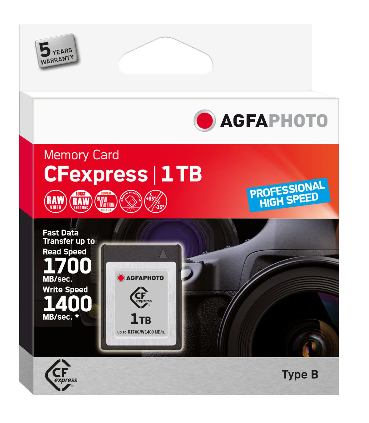 AgfaPhoto 1 TB CFexpress-Karte Prof. High Speed, 1400MBs/1700MBs, Typ-B 4250255104268