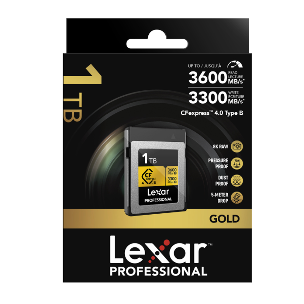 Lexar CFexpress 1 TB PRO Type B GOLD 4.0 Serie R3600/W3300 MB/s 0843367135844