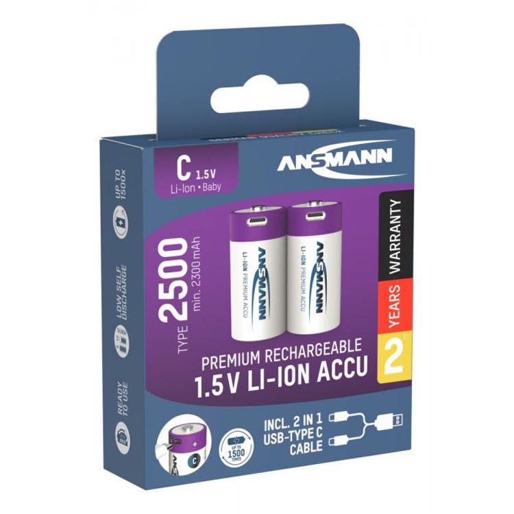 Ansmann Baby C 2500 Typ USB-C 2er Blister (2300mAh) 4013674193981